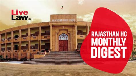 Rajasthan High Court Monthly Digest October 2024