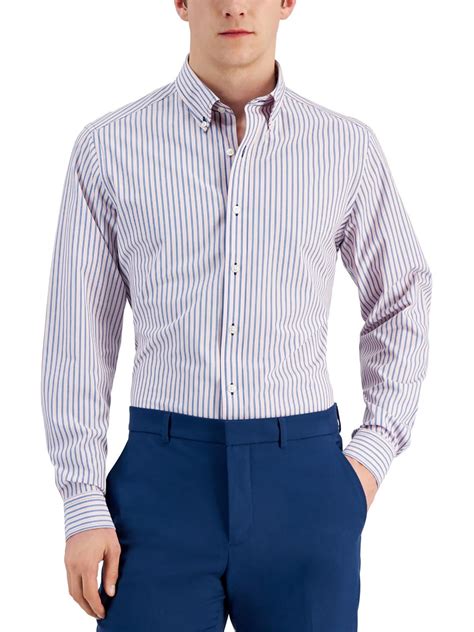 Club Room Mens Striped Slim Fit Dress Shirt