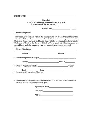 Fillable Online Form B 2 APPLICATION FOR APPROVAL OF A PLAN Pursuant