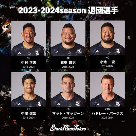 2023 24シーズン 退団選手・スタッフのお知らせ 2023 2024シーズン Ricoh Blackramstokyo リコー