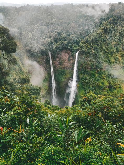 Download Laos Tad Fane Twin Waterfalls Wallpaper | Wallpapers.com