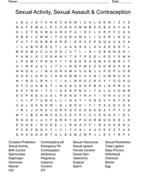 Sex Ed Word Search Wordmint