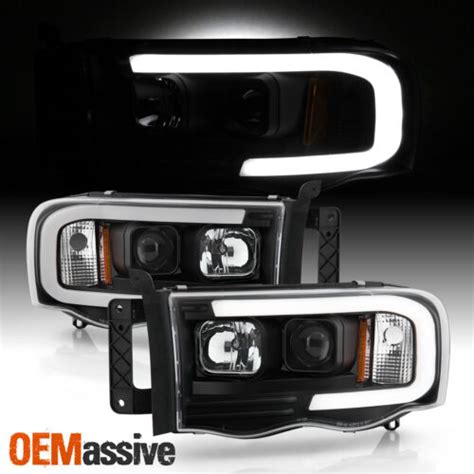 For 02 05 Dodge Ram 1500 2500 3500 C Tube Parking Led Projector Headlights Pair Ebay