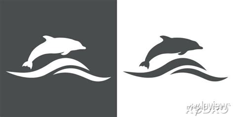 Logo Oce No Con Olas Y Silueta De Delfin En Fondo Gris Y Fondo Posters