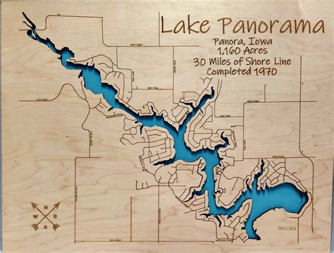 Lake Panorama Wood Map Multi Layered And Large Sized Etsy