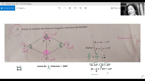 Calcula La Amplitud De Los Angulos Interiores De Un Rombo Cuyas The