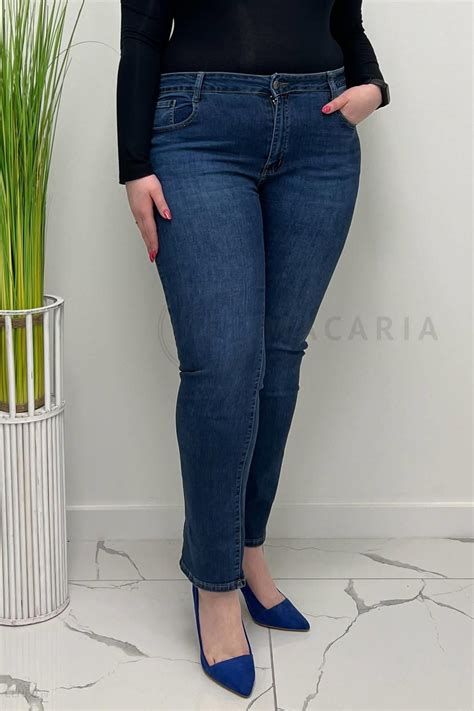 SPODNIE JEANS WYSOKI STAN RURKI PROSTA NOGAWKA NIEBIESKIE 44 56 Ceny