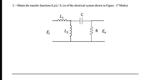 SOLVED Obtain The Transfer Functions E S Ei S Of The Electrical