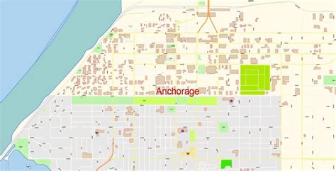 Anchorage Pdf Map Vector Alaska Exact City Plan Detailed Street Map Editable Adobe Pdf In Layers