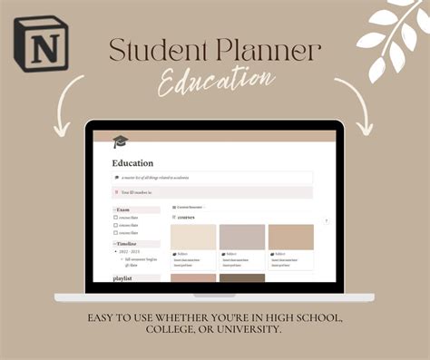 Notion Template Student Planner Education Planner School Planner for Notion Assignment Tracker ...