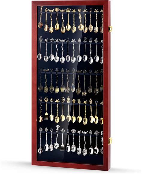 Amazon Souvenir Tea Spoon Solid Wood Display Case Rack Cabinet