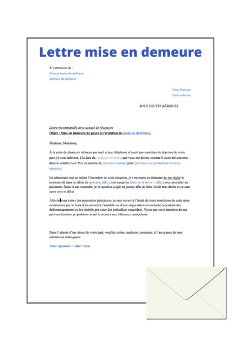 Lettre De Mise En Demeure Kicklox