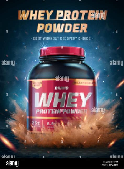 Whey Protein Powder Ad Poster 3d Illustration Of A Whey Protein Jar