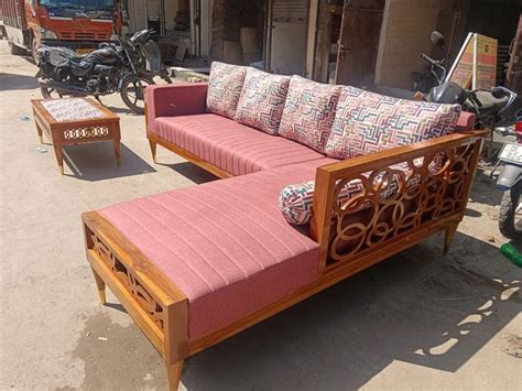 Seater Cotton Teak Wood L Shape Sofa Set At Rs Set In New Delhi