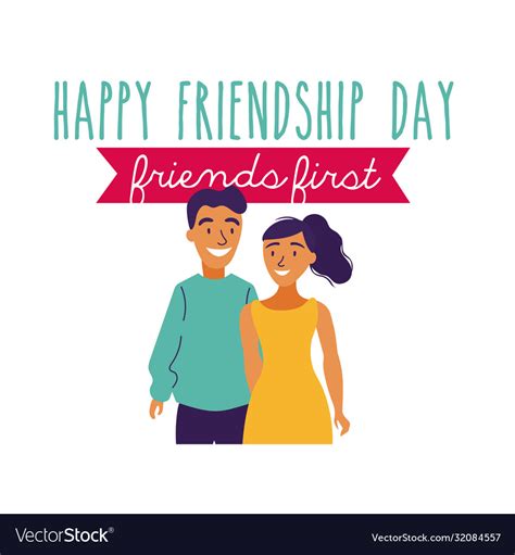 Happy Friendship Day Celebration With Couple Vector Image