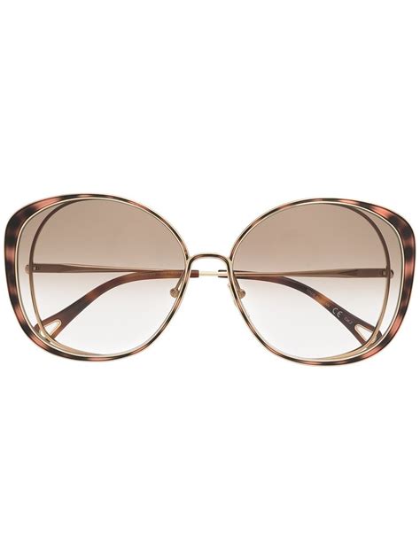 Chloé Eyewear Ch0036s Oversize Frame Sunglasses Farfetch Sunglass Frames Gold Sunglasses