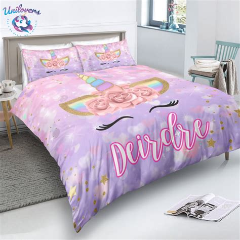 Personalized Custom Cute Purple Unicorn Lash Bedding Set Unilovers