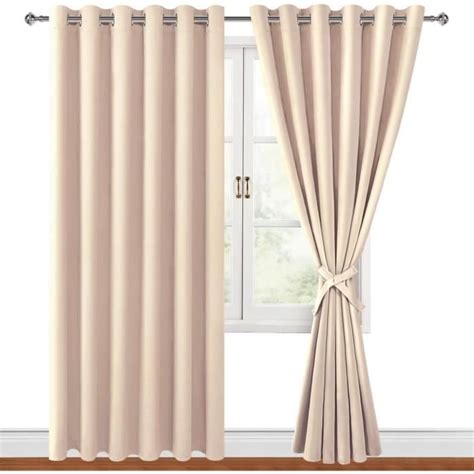 Lot De 2 Rideaux Opaques À Œillets Beige 228 X 228 Cm Largeur X