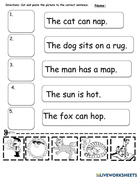 Mach Cvc Sentence To Picture Online Exercise For Live Worksheets