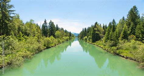 Calmly Flowing River Loisach Near Benediktbeuern Upper Bavarian