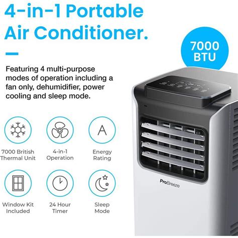 Pro Breeze In Portable Air Conditioner Btu With Remote Control