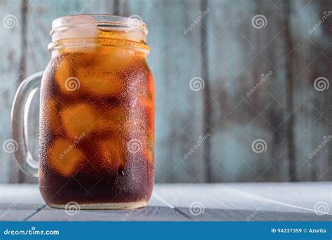 Cold Brew Coffee In Mason Jar Stock Image Image Of Glass Closeup