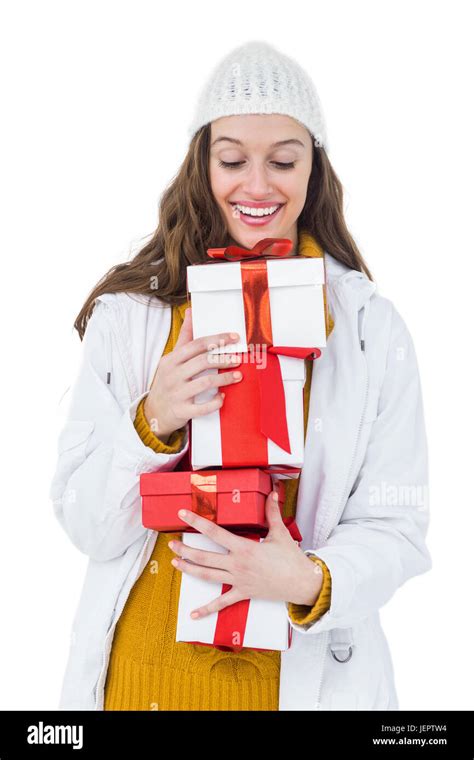 Pretty Brunette Woman Offering Hi Res Stock Photography And Images Alamy