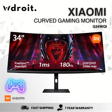 Xiaomi Curved Gaming Monitor G34wqi 34 Inch 1ms Fast Response 219 180hz High Refresh Rate