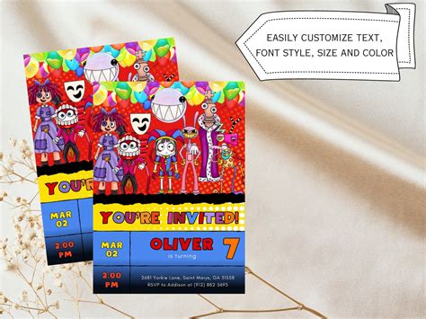 3 In 1 Amazing Digital Circus Birthday Invitation Mobile Invitation