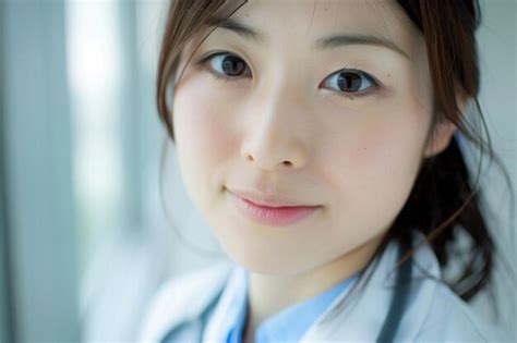 Premium Photo Japanese Beautiful Female Doctor Closeup