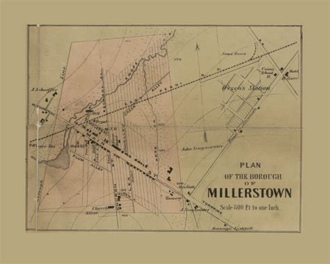 Millerstown Village Lower Macungie Pennsylvania 1865 Old Town Map