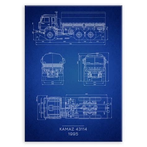 Plakat Metalowy KAMAZ 43114 Projekt Blueprint M MURRANO