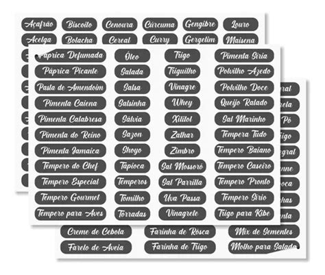 Kit Etiquetas Potes Temperos Condimentos Especiarias