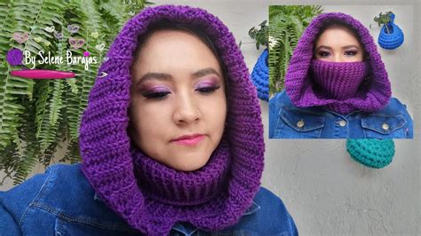 Cuello Con Gorro Tipo Capucha Crochet Youtube