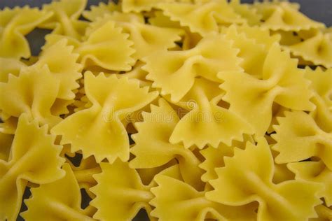 Farfalle Pasta Made From Durum Wheat Close Up Horizontal View