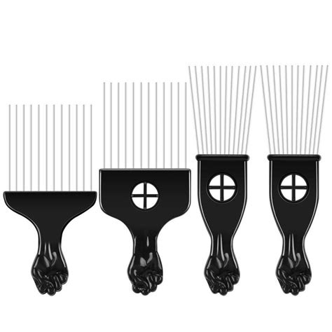 4 Pcs Pick Kam Afro Amerikaanse Haar Borstel Metal Grandado