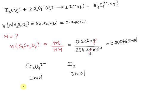 Solved A Solution Of Sodium Thiosulfate Na S O Is Standardized