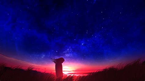 Anime Sunset Night Sky Scenery K Hd Wallpaper Rare Gallery