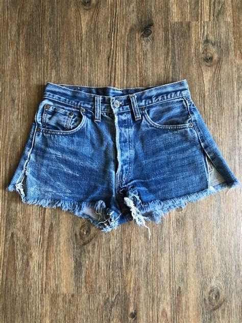 Vintage Daisy Duke High Waisted Cheeky Indigo Ink Red Gem