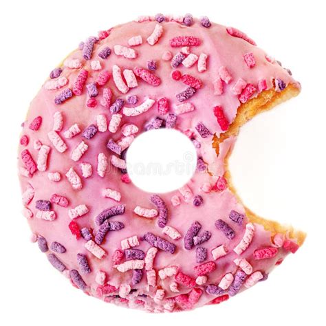 Donut Rosa Mordido Con Espolvorines Con Mordida Strawberry Donut