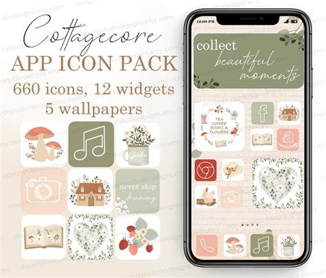 Ios 14 Icons Green Cottagecore Ios App Icons Mushroom Iphone Etsy