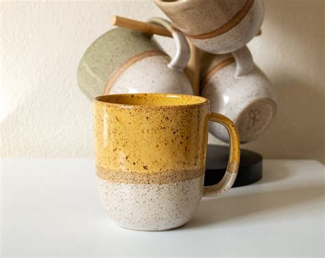 Speckled Ceramic Mug Color Block Pottery Mug Color Block Mug Handmade