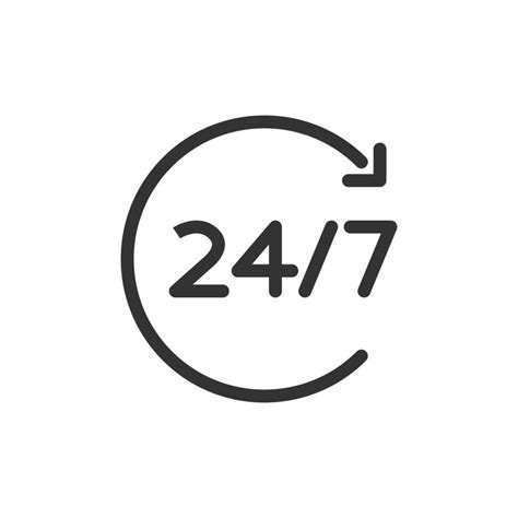 24 hours service line icon isolated on white background. Vector eps10 ...