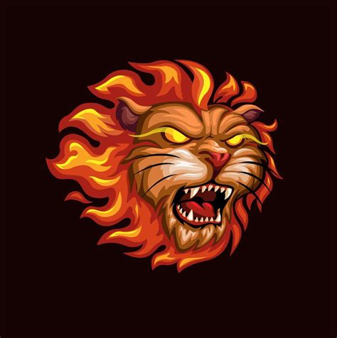 Fire Lion Head Mascot Logo Cartoon illustration vector 21020477 Vector ...