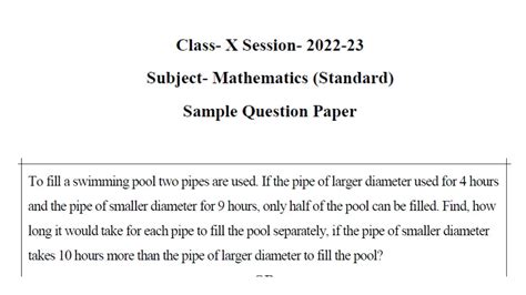 To Fill A Swimming Pool Two Pipes Are Used If The Pipe Of Larger