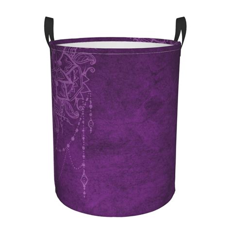 Xmxy Round Laundry Basket Organizer Purple Mandala Boho Waterproof