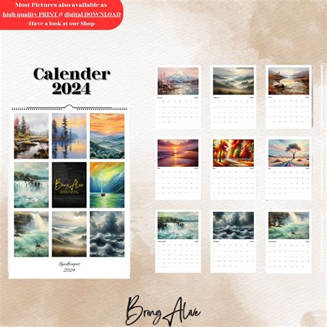 Landscape Wall Calendar 2024 Wall Calendar With Landscapes - Etsy