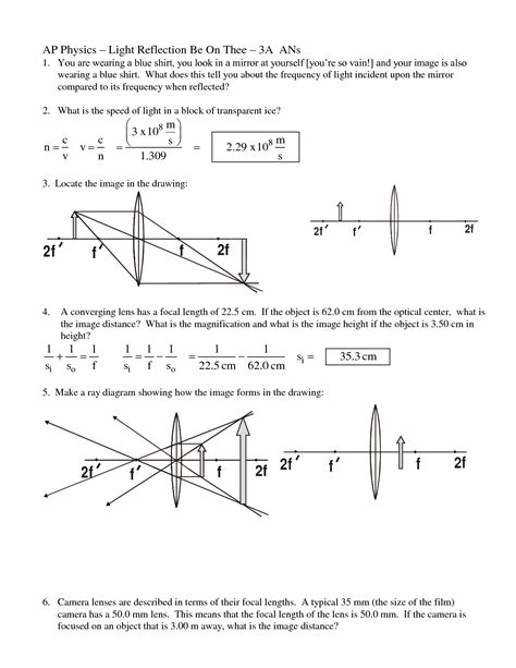 Light Reflection And Refraction Worksheet Pdf Worksheeto