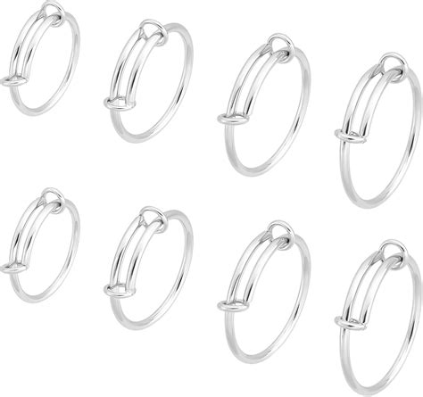 UNICRAFTALE 8pcs Taille 16 17 18 19 Acier Inoxydable Réglable Bague Fil