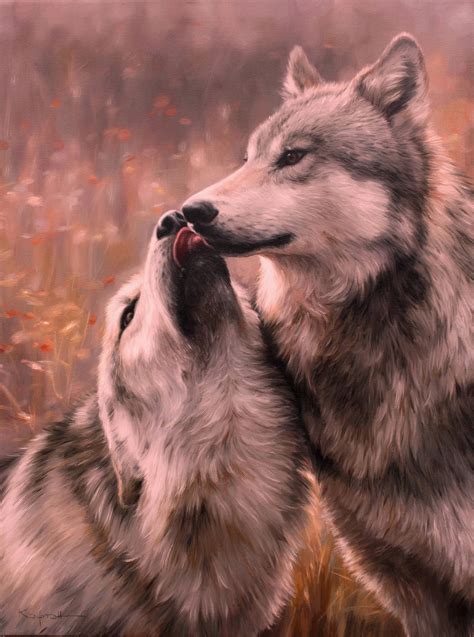 Wolf Kiss Painting, Wild Wolves Oil Painting, Home Decor, Original Oil ...